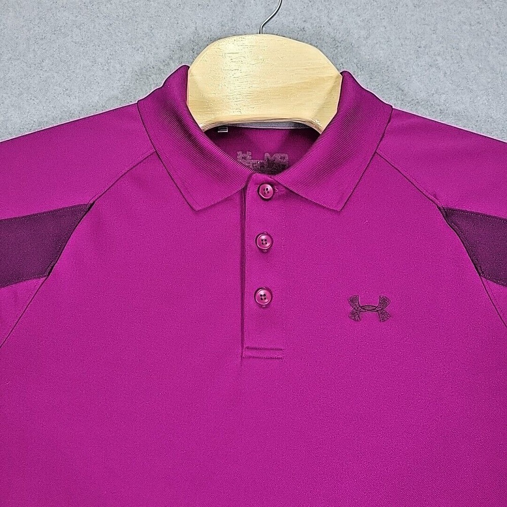 Under‎ Armour Polo Shirt Men's Size Medium Purple Regular Heatgear Short Sleeve